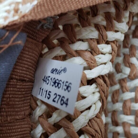 Aerie Paper Straw Beach Hat Big Floppy Neutral Summer Shade - Picture 11 of 13